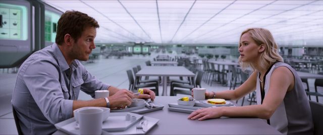 Chris Pratt et Jennifer Lawrence dans Passengers 2016