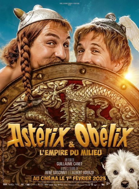 Affiche Poster de Astérix et Obélix : l'Empire du Milieu avec Guillaume Canet Gilles Lellouche et Jonathan Cohen 2023