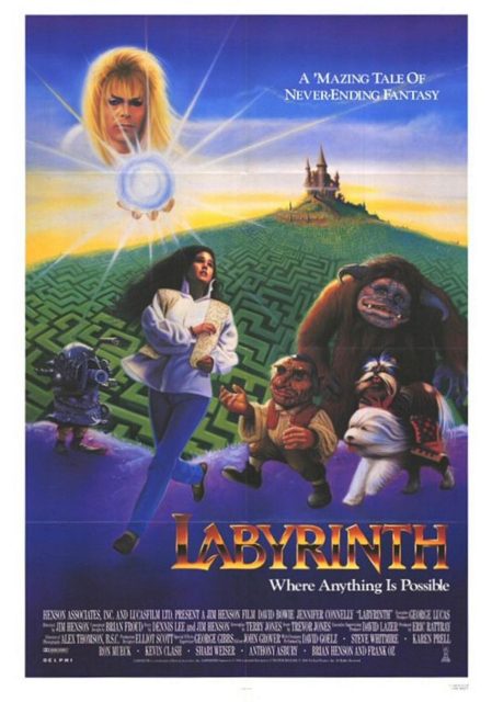 Labyrinthe - Photos et affiches. 2 Affiche Poster de Labyrinthe avec David Bowie et Jennifer Connelly 1986
