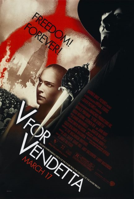 V pour Vendetta - Photos et affiches. 2 Affiche Poster de V pour Vendetta avec Hugo Weaving et Natalie Portman 2006