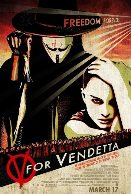 V pour Vendetta - Photos et affiches. 4 Affiche Poster de V pour Vendetta avec Hugo Weaving et Natalie Portman 2006