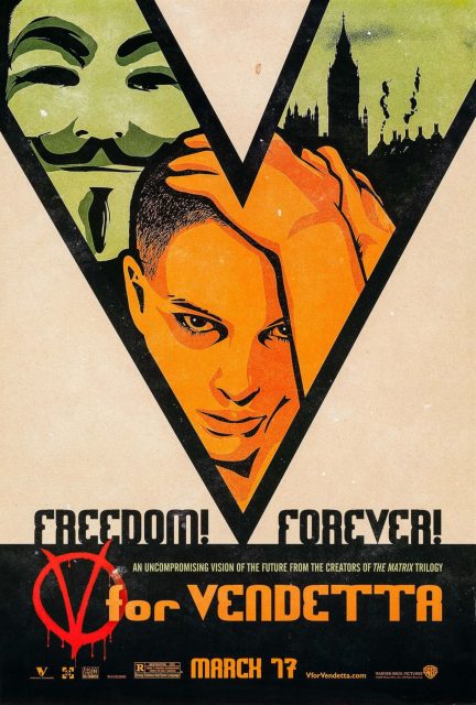 V pour Vendetta - Photos et affiches. 6 Affiche Poster de V pour Vendetta avec Hugo Weaving et Natalie Portman 2006