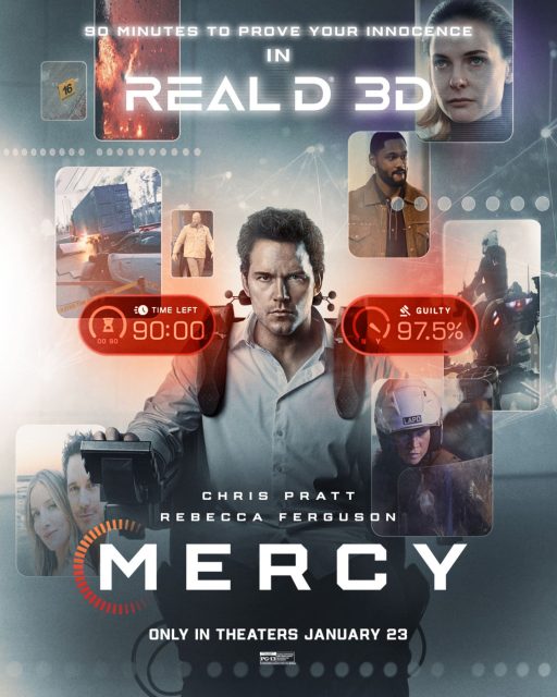 Reconnu coupable - Photos et affiches. 8 Affiche Poster de Reconnu coupable Mercy avec Chris Pratt et Rebecca Ferguson 2026