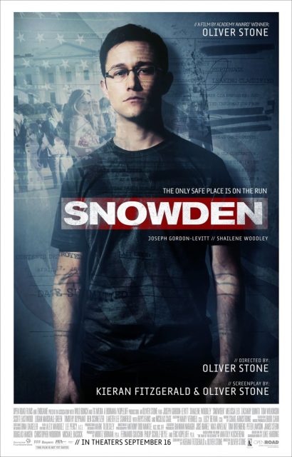 Snowden - Photos et affiches. 2 Affiche Poster de Snowden avec Joseph Gordon-Levitt et Shailene Woodley 2016
