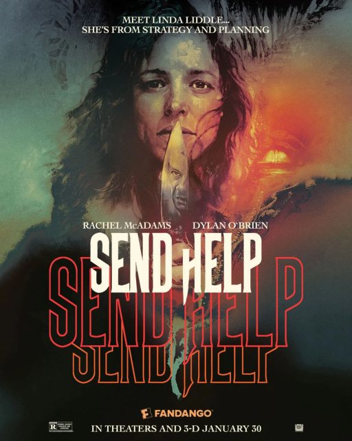 Send Help. 20 Affiche Poster de Send Help avec Rachel McAdams et Dylan O'Brien 2026