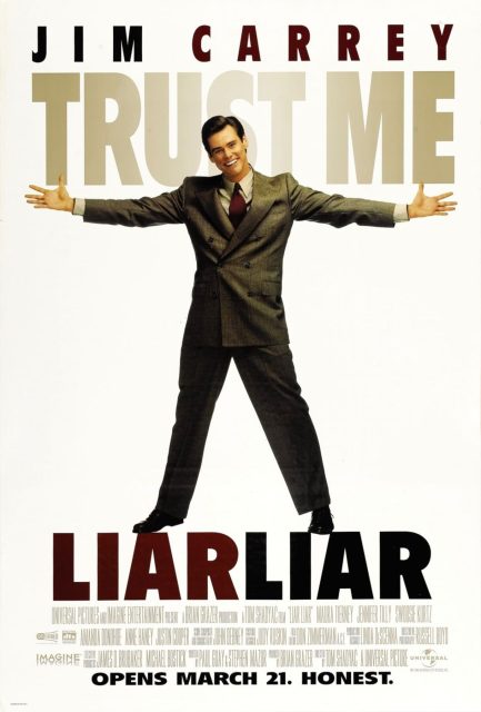 Menteur, menteur - Photos et affiches. 2 Affiche Poster de Menteur Liar avec Jim Carrey Maura Tierney et Justin Cooper 1997