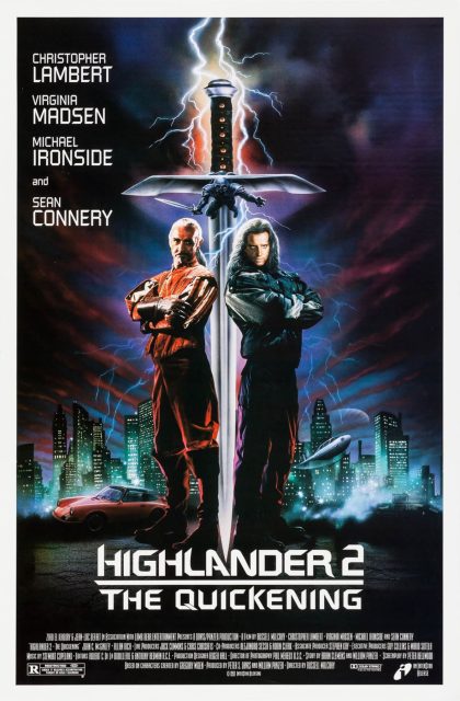 Highlander, le retour - Photos et affiches. 2 Affiche Poster de Highlander le retour Quickening avec Christophe Lambert Sean Connery et Virginia Madsen 1991