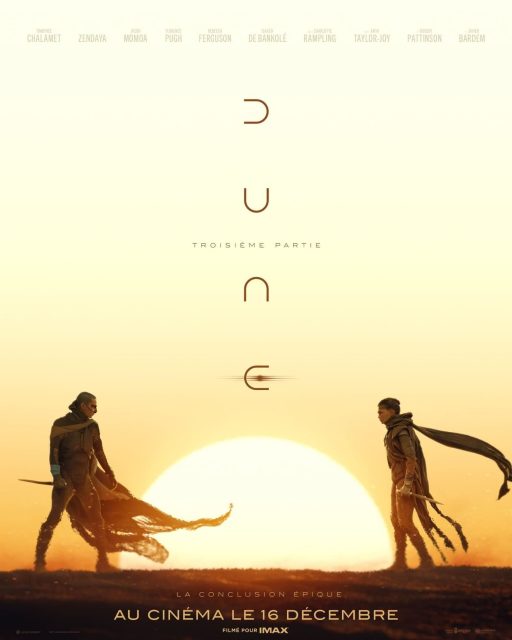 Dune, troisième partie. 12 Affiche Poster de Dune troisième partie Part Three avec Timothée Chalamet Zendaya et Robert Pattinson 2026