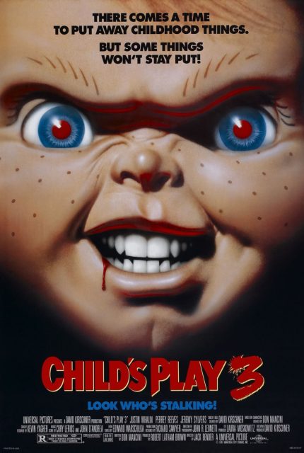 Chucky 3. 12 Affiche Poster de Chucky 3 Child's Play 3 avec Justin Whalin et Perrey Reeves 1991