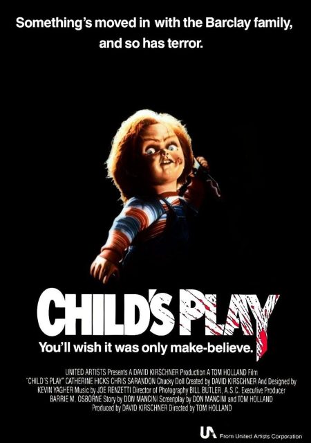 Jeu d'enfant. 11 Affiche Poster de Jeu d'enfant Child's Play avec Alex Vincent Chris Sarandon et Catherine Hicks 1988